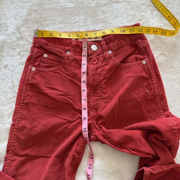 AMO x Free People Washed Red Chloe Corduroy Straight Crop Pants 25 - Picture 8 of 9